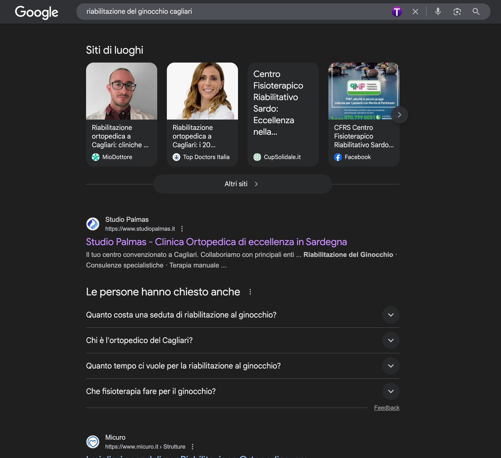 Risultati ricerche Google - Studio Palmas